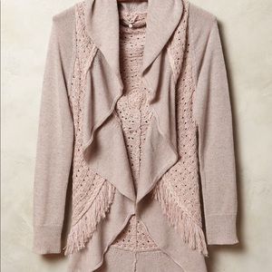 Anthropologie Fringed Circle Cardigan in Lavender